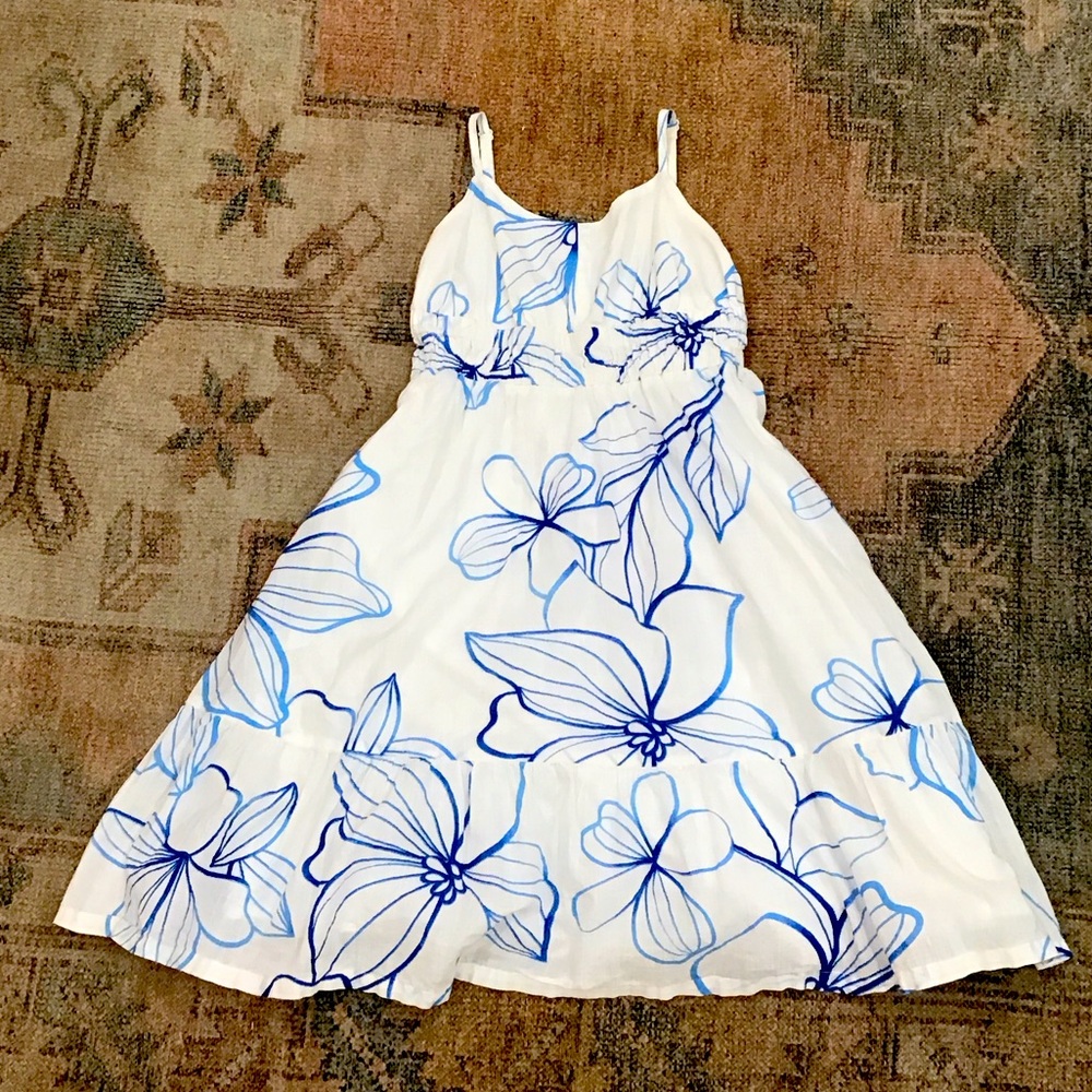 GAP Kids Casual Dress - White and Blue Floral